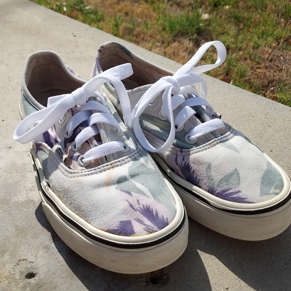 Vans Tropical Floral Print Sneakers Men 5 / Women 6.5 Beachy Summer Everyday